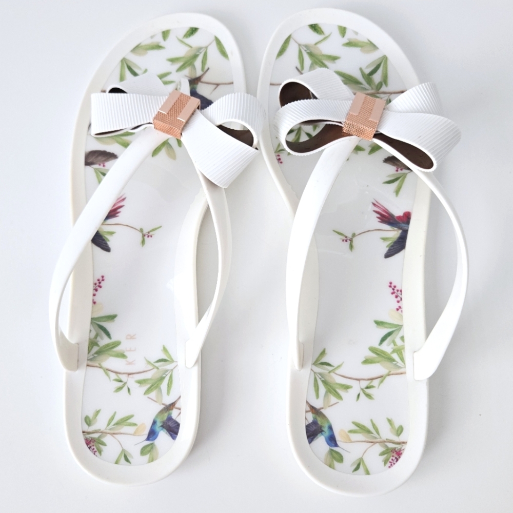 TED BAKER White Floral Sandals